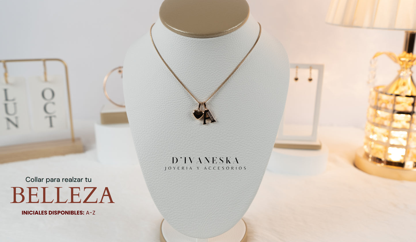 SET DE JOYAS | DIJE DE CORAZÓN + UNA INICIAL | TEAM DORADO ROSE