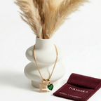 COLLAR INICIAL ROSE Y CORAZON VERDE | TEAM DORADO