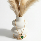 COLLAR INICIAL ROSE Y CORAZON VERDE | TEAM DORADO