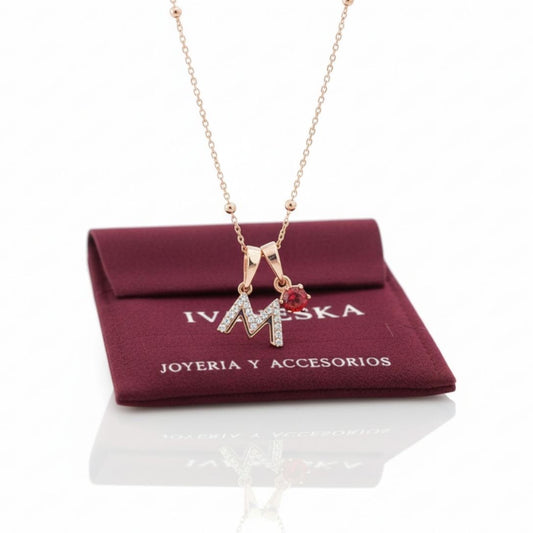 COLLAR INICIALES MINI DELUXE PUNTO DE LUZ ROJO | TEAM DORADO