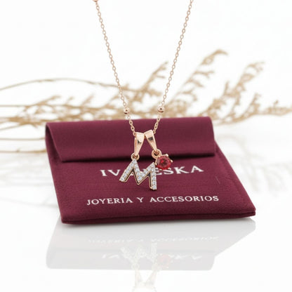 COLLAR INICIALES MINI DELUXE PUNTO DE LUZ ROJO | TEAM DORADO