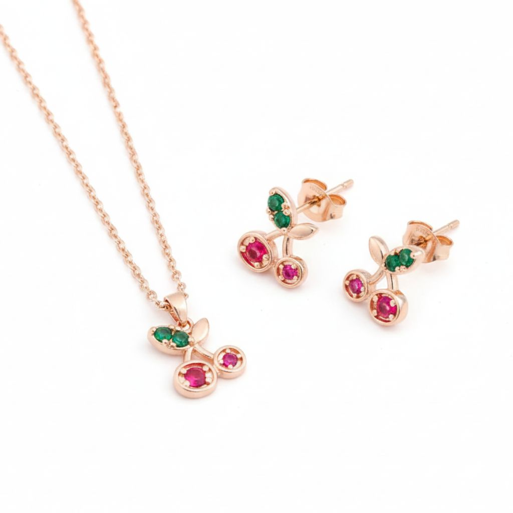 SET COLLAR CEREZA + ARETES | TEAM MULTICOLOR