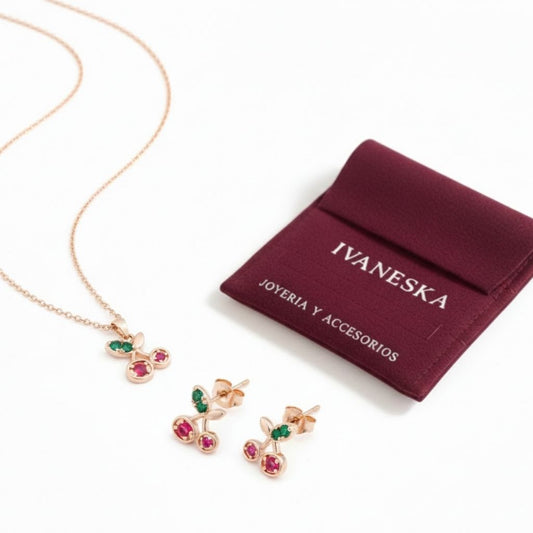 SET COLLAR CEREZA + ARETES | TEAM MULTICOLOR